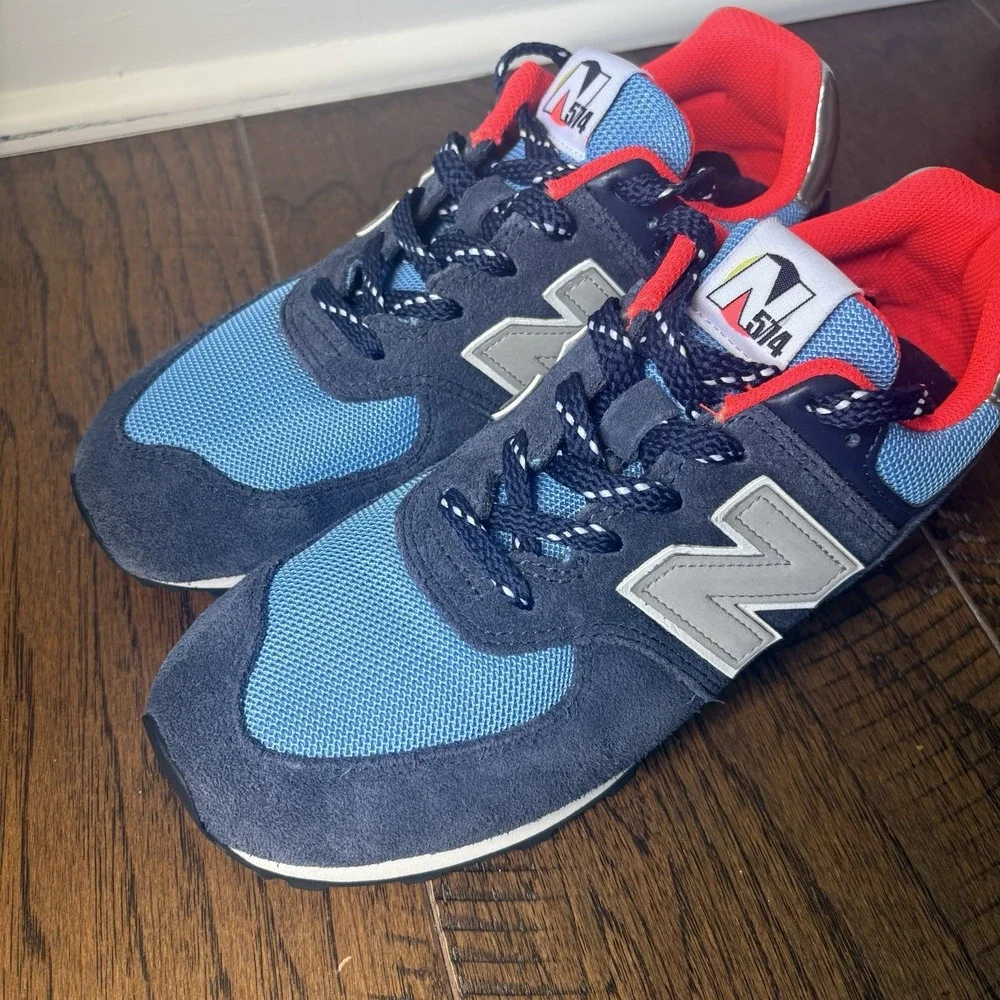 New Balance 574 Sneakers Size 7 EU 40 Kids/Boys Blue Red Silver New